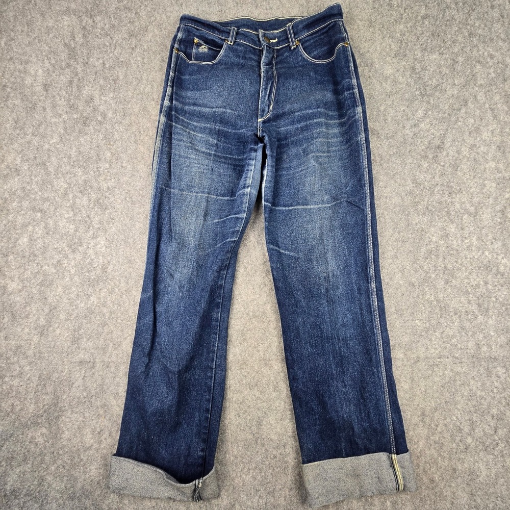 Leone Jeans Straight Leg Womens 14 Blue High Rise Whiskered Vintage Denim